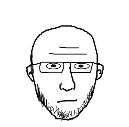 robjak, 1soyjak, bald, black eyes, closed mouth, glasses, looking at you, skinny, stubble, uncolored skin