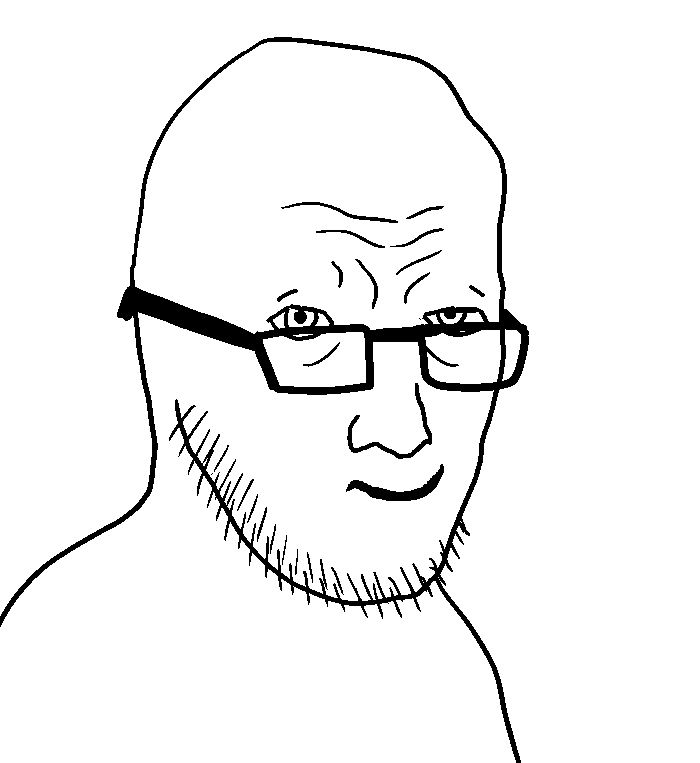 unknown, zoojak, zajak, 1soyjak, bald, closed mouth, eyebags, forehead lines, frown, glasses
