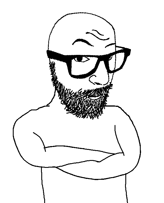 toferjak, aliased, bald, balding, beard, black eyes, black glasses, closed mouth, crossed arms, eyebrows