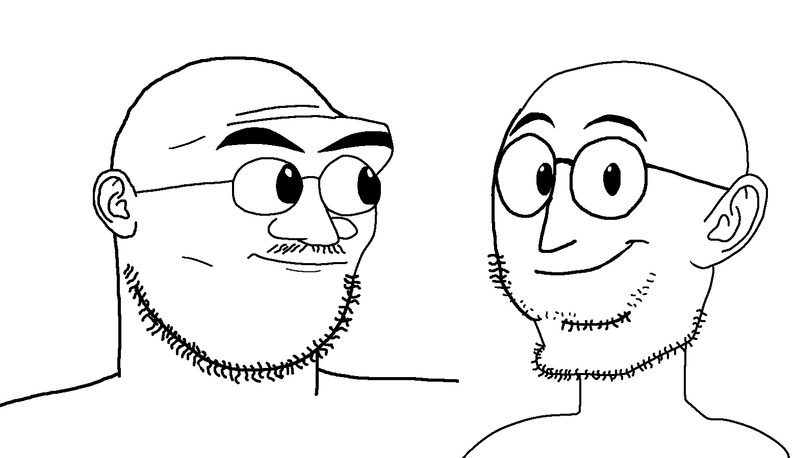 weirdpenis, weirdpubes, fusionjaks, 2soyjaks, bald, bushy eyebrows, chin, closed mouth, double chin, ear