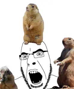 cobson, angry, animal, glasses, open mouth, prairie dog, soyjak, stubble