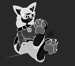 184385 - soybooru.com - 3 animal anthro blue_eyes bra cat cat_ear catgirl closed_mouth foot foot_fetish furry glasses necklace pants paw paws shirt soytan sweat tail unknown.png