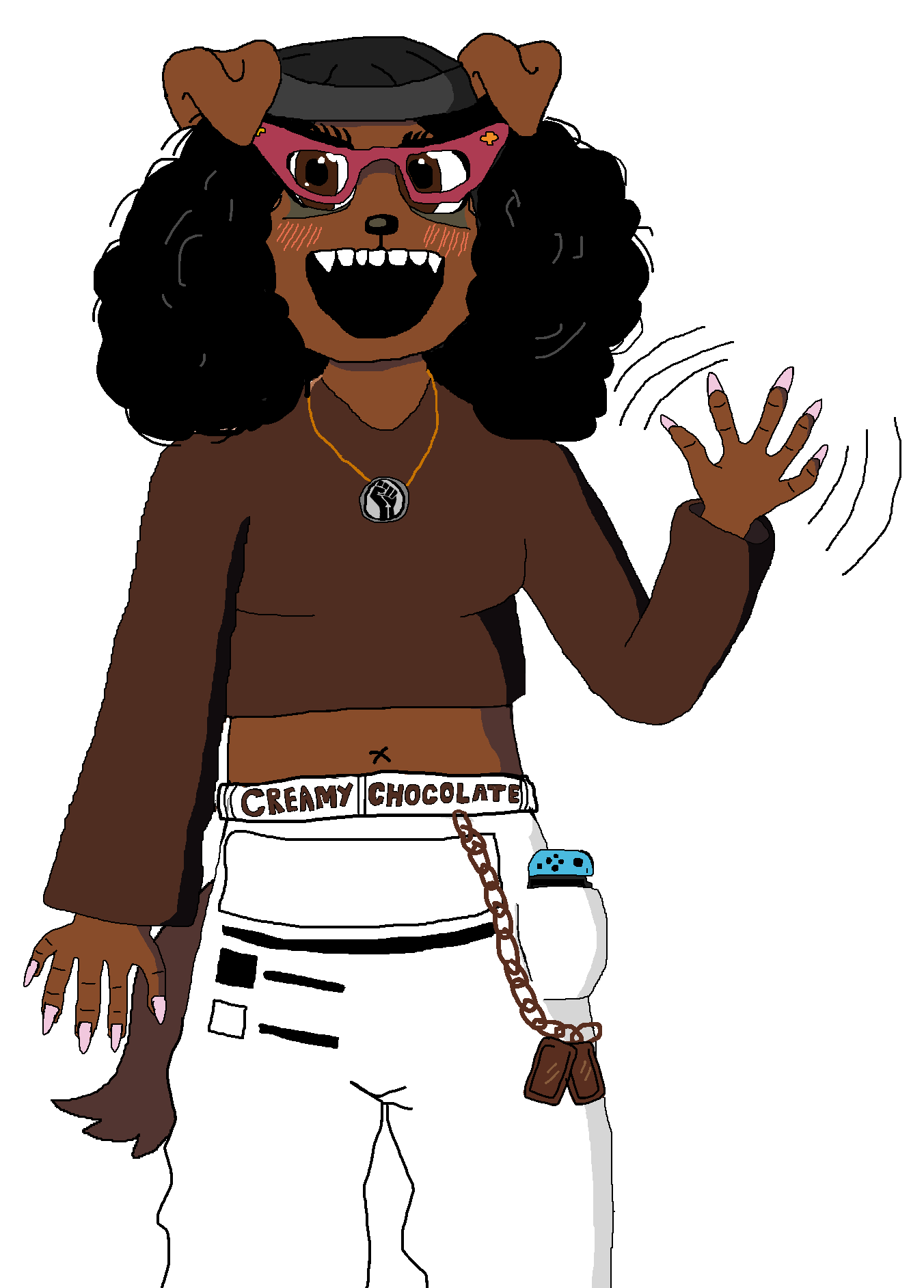 soyniqua, soytan, afro, black lives matter, black skin, dogtag, emerald's goonfuel, female, furry, furry ears
