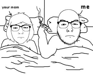 173312 - soybooru.com - bed blanket cigarette female_markiplier markiplier_soyjak me_and_your_mom neutralplier pillow smoke smoking white_background your_mom.png