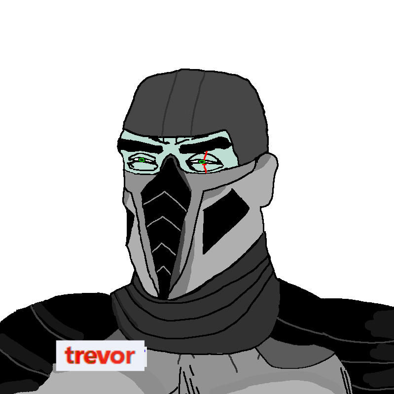 smoke (mortal kombat), chudjak, perceptive chud, admin, buff, face mask, green eyes, green skin, looking to the left, mask