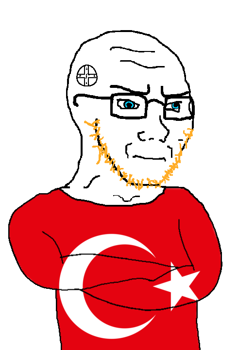 soyak, soyak (irritated), 1soyjak, angry, bald, blonde beard, blue eyes, closed mouth, front view, glasses