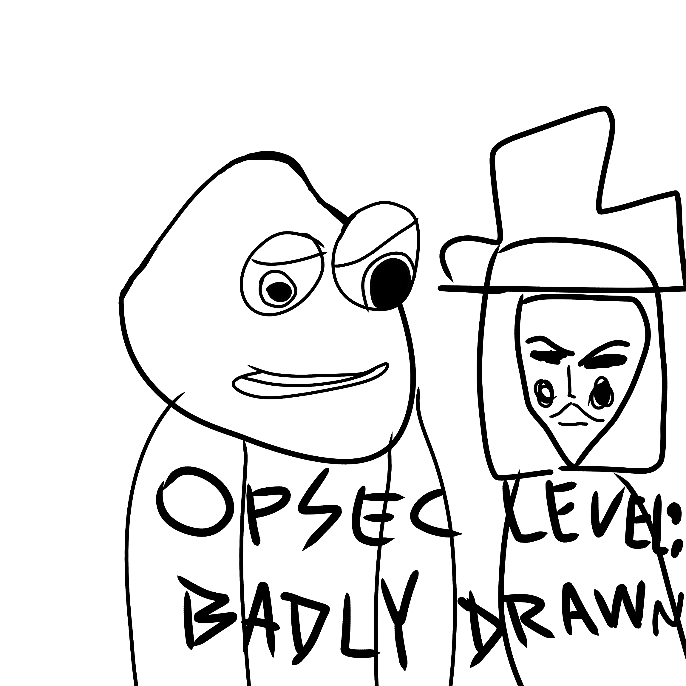 opsec demon, pepe, opsec level, bald, black and white, black eyes, front view, guy fawkes mask, half body, looking at you
