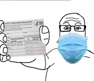 markiplier soyjak, arm, clothes, coronavirus pandemic, glasses, hands, holding object, mouth mask, paper, soyjak