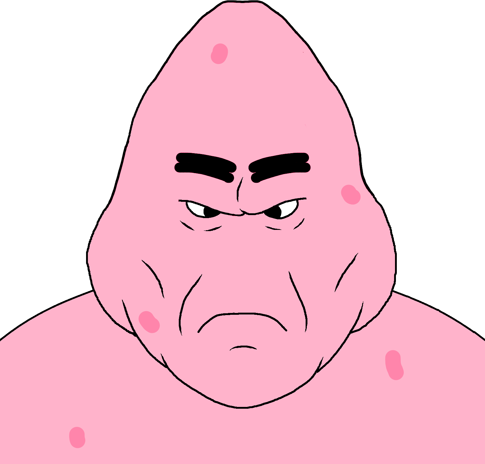 patrick star, disgusting trevorcreature, nonexistent namefags, 1soyjak, angry, cartoon, closed mouth, eyebrows, fat, frown