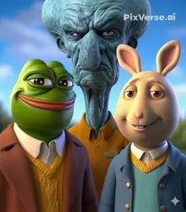 212846 - soybooru.com - ai_generated animal baxter big_lips blue_skin brown_shirt frog green_skin namefags pepe quiddy_(user) rabbit rabbit_ears shooting spongebob_squarepants squidward teeth video wrinkles.mp4