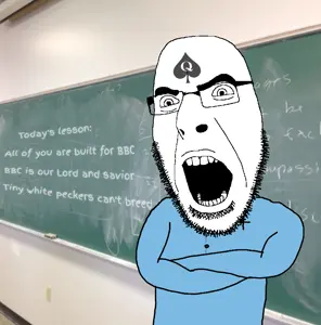 cobson, arm, blackboard, blue shirt, chalkboard, clothes, crossed arms, glasses, irl background, open mouth