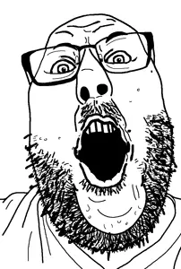 markiplier soyjak, smibson 4, unknown, 1soyjak, bald, eyebrows, fat, front view, glasses, looking at you