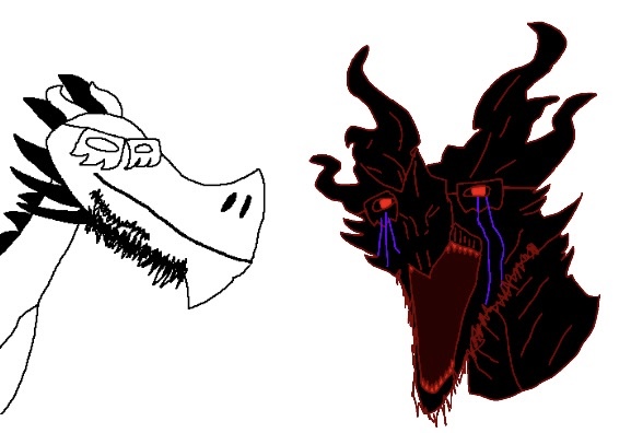 ’duin, dragonjak, 2soyjaks, alduin, angry, animal, bald, black skin, closed mouth, cryboy