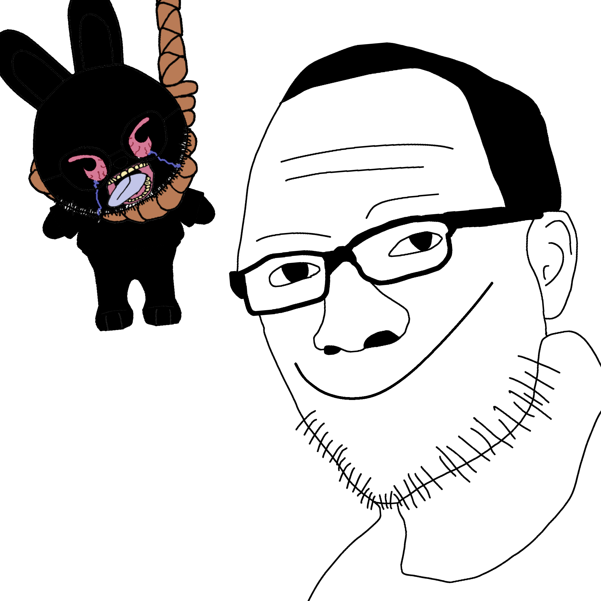 forcedjak, leebitjak, unknown, ack, bald, black hair, closed mouth, ear, front view, glasses