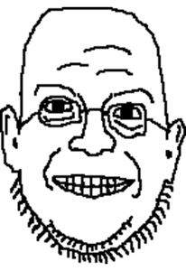 benrosenjak, 1soyjak, black eyes, front view, half open mouth, looking at you, open eyes, portrait, smile, stubble