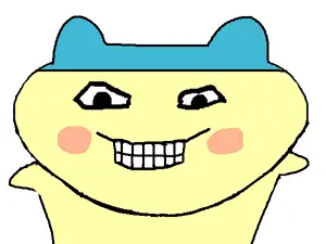 mameson, happy, looking at you, mametchi, no beard, smile, soyjak, teeth, yellow skin