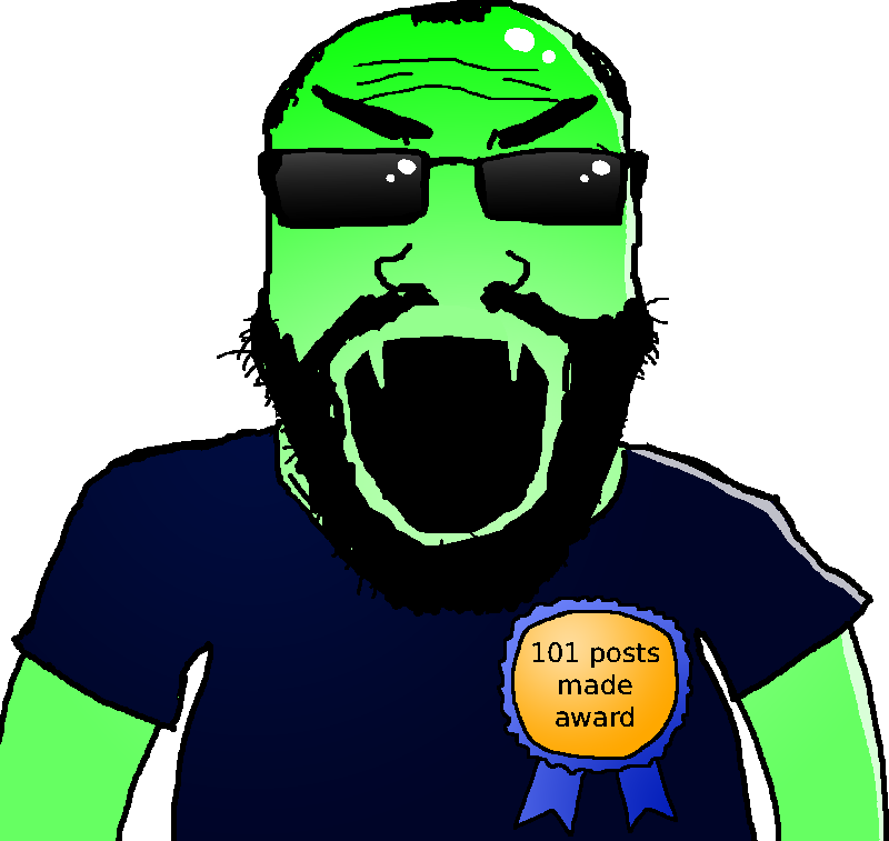 greenfag, markiplier soyjak, science lover, 1soyjak, angry, award, bald, beard, clothes, fangs