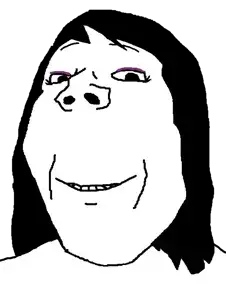 gapejak, annabelle, female gapejak, wholesome soyjak, femjak, foidjaks, 1soyjak, black hair, eyelashes, female