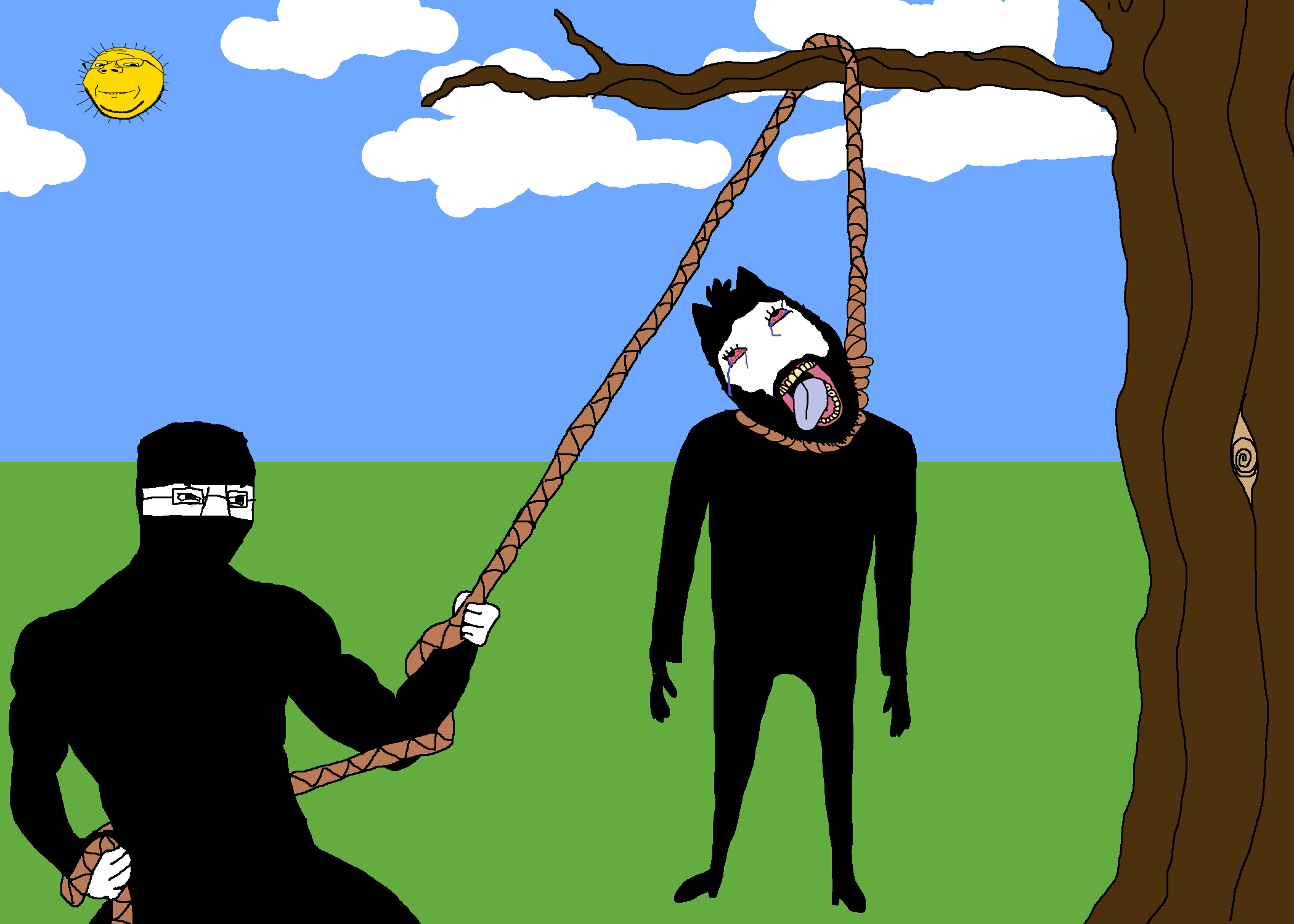 bernd, chudjak, hanging troonjak, troonjak, 2soyjaks, ack, bald, black eyes, buff, changed