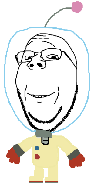 olimar, gapejak, wholesome soyjak, 1soyjak, antenna, astronaut, bald, closed mouth, front view, full body