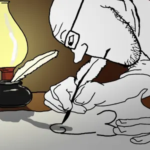 markiplier soyjak, neutralplier, sideplier, 1soyjak, bald, closed mouth, drawn background, feather, glasses, lamp