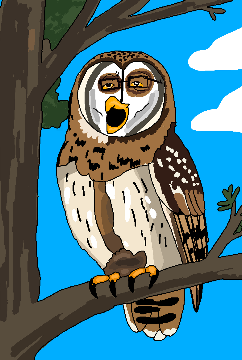 tony soprano soyjak, animaljaks, animal, beak, bird, blue, blue background, brown eyes, brown hair, brown skin