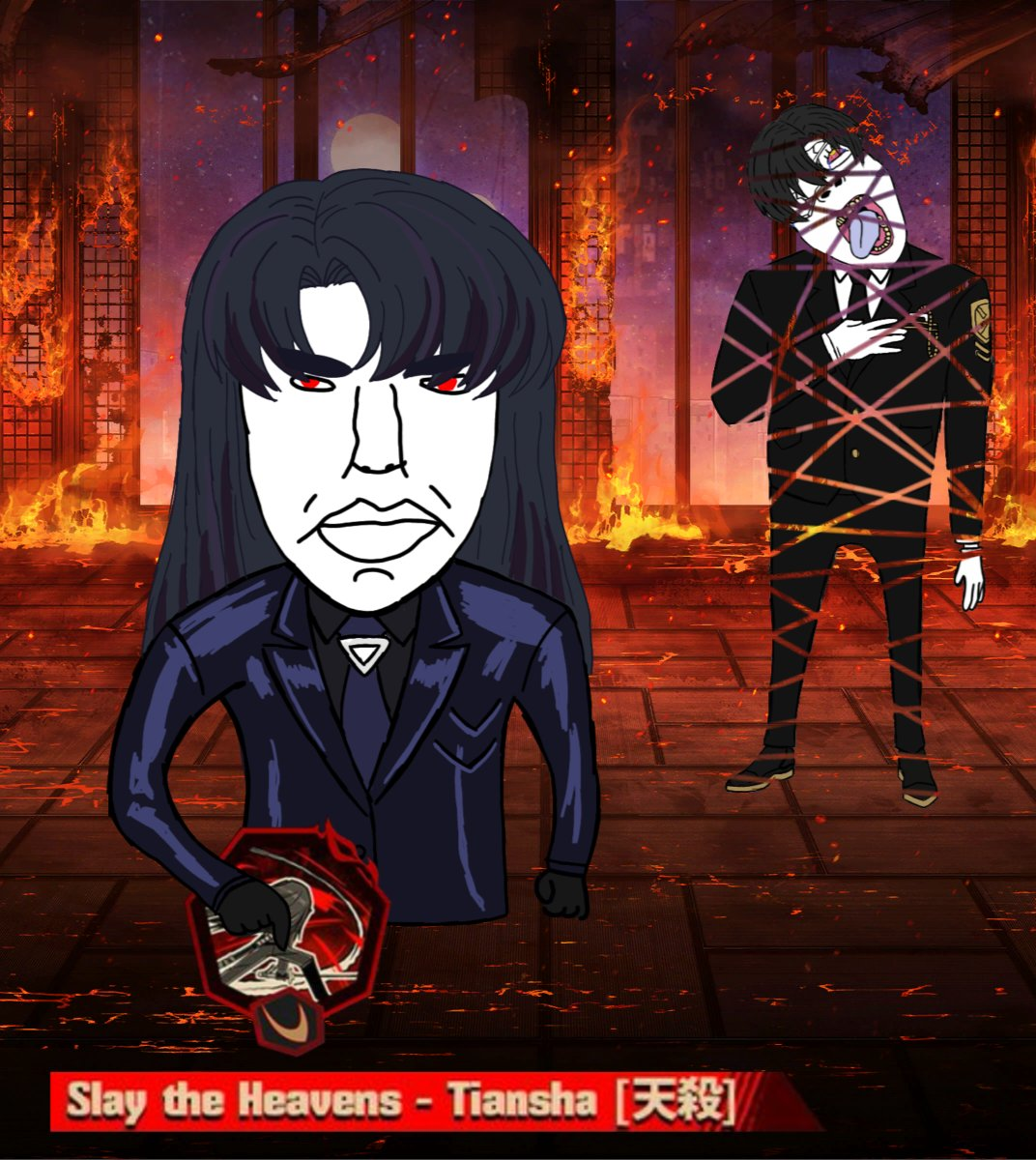 rien, ryoshu, bernd, chudjak, pol face, 2soyjaks, ack, black hair, closed mouth, clothes
