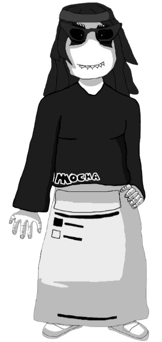 soytan, mochatan, beanie, biting lip, black eyes, black hair, black shirt, closed mouth, clothes, evil