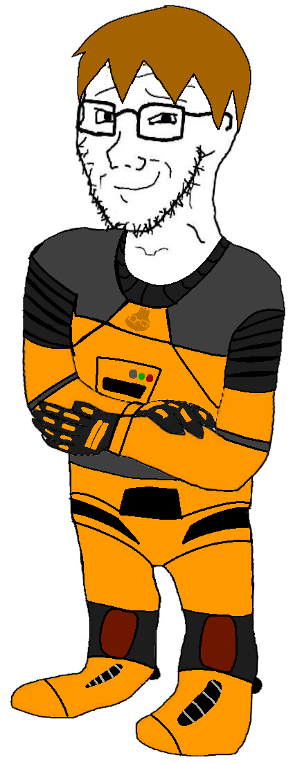 gordon freeman, nate higgers, soyak, soyak (smug) 3, natejak, 1soyjak, black eyes, brown hair, closed mouth, front view