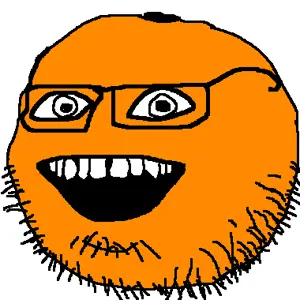 oranjak, fruiterz!, food, fruit, glasses, open mouth, orange (fruit), smile, soyjak, stubble