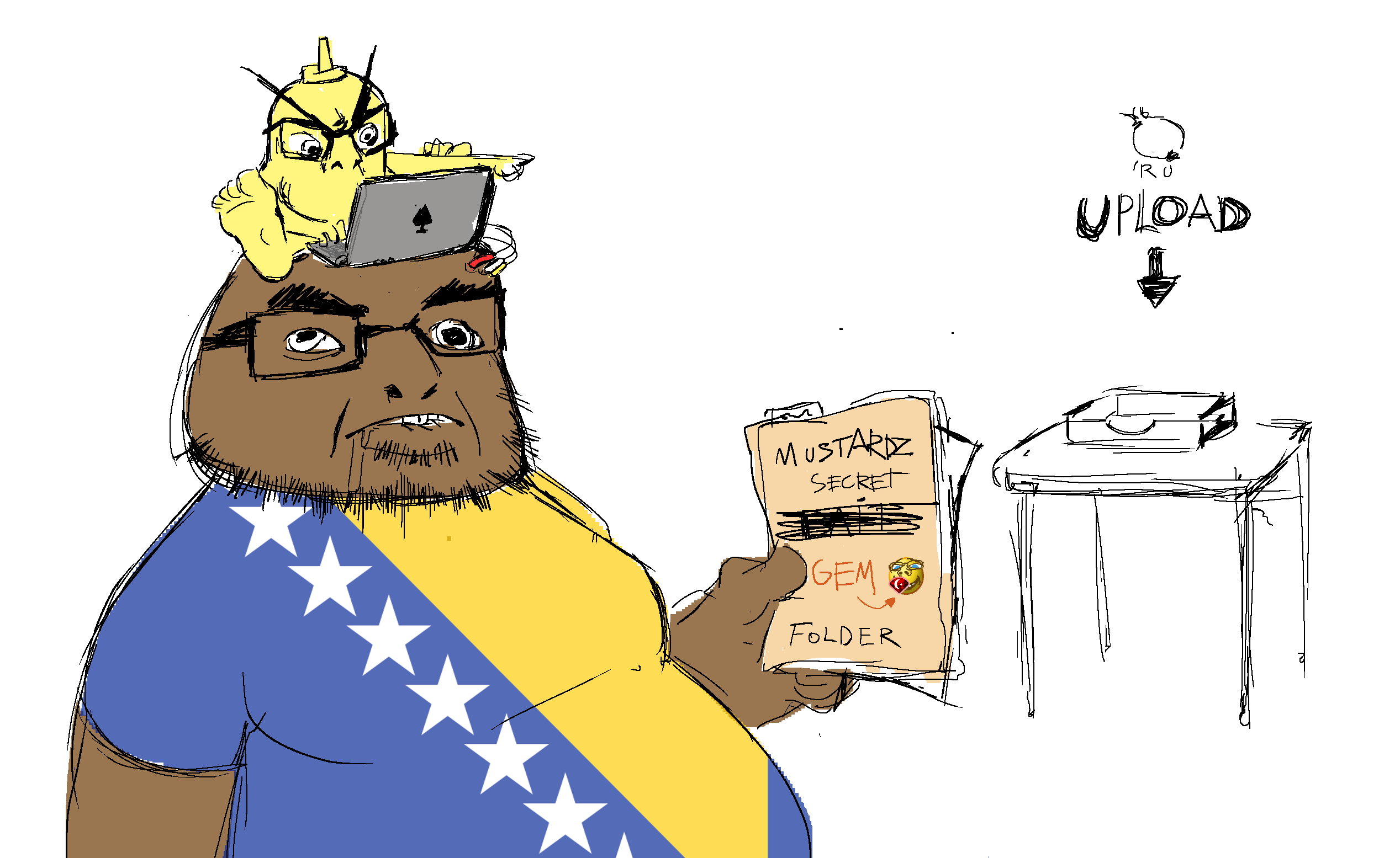 cobson, feraljak, condiment, 2soyjaks, bald, black skin, bosnia, brown skin, closed mouth, computer