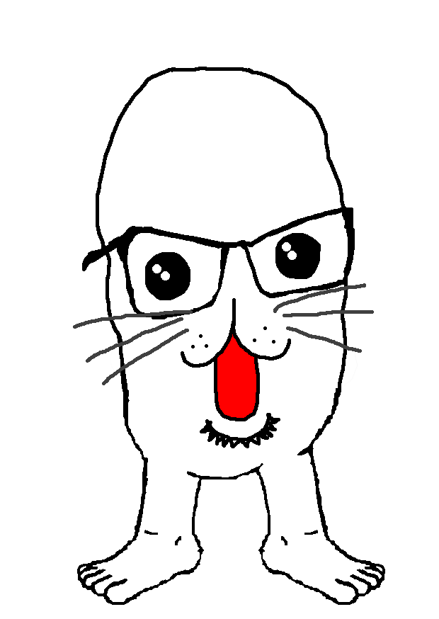 feraljak, condiment, 1soyjak, 3, bald, black eyes, chin, front view, full body, glasses