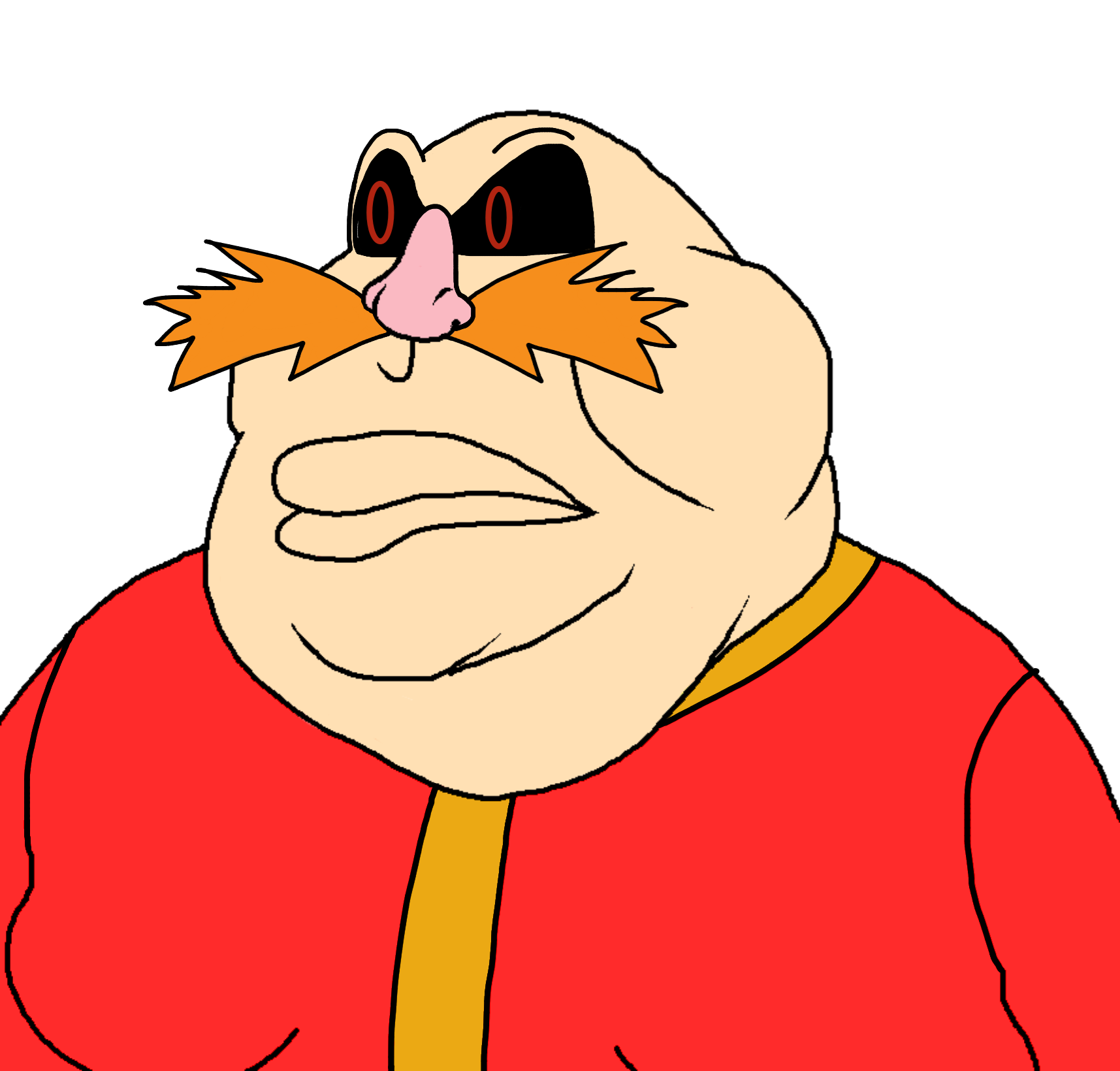 sonic the hedgehog, meximutt, 1soyjak, angry, bald, black sclera, closed mouth, clothes, dr. robotnik (asoth), fat