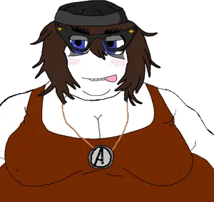 soytan, soywood, bbw, blue eyes, booba, brown hair, chin, closed mouth, double chin, fat