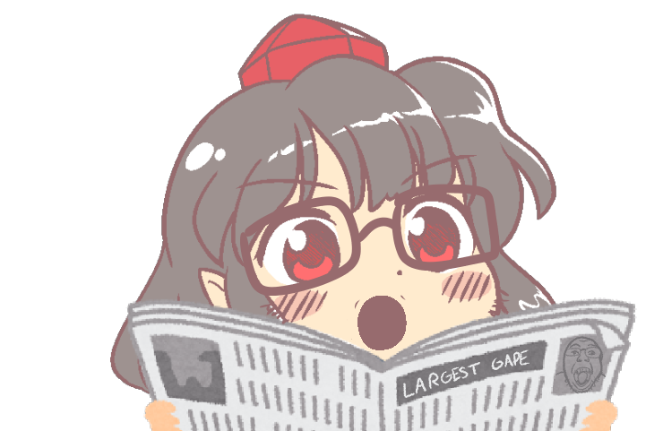 aya shameimaru, bernd, 2soyjaks, anime, glasses, guinness world record, gyate gyate, looking at you, newspaper, not a soyjak