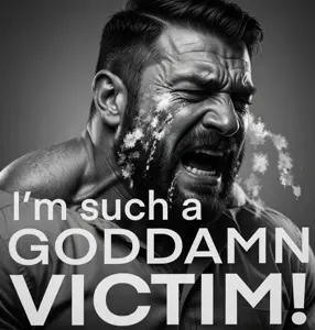 gigachad, angry, beard, black eyes, black hair, buff, chad, crying, gray background, gray skin