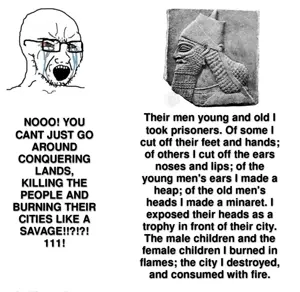soyak, ashurnasirpal ii, assyria, bloodshot eyes, crying, glasses, history, open mouth, soyjak, statue