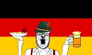a24 slowburn soyjak, adolf hitler, alcohol, beer, clothes, drink, food, germany, glass, glasses