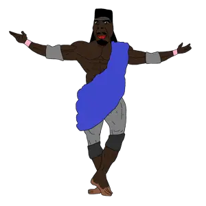 235451 - soybooru.com - 1soyjak barefoot blue_eyes brown_hair buff cobson fellow_scotsman_(user) fighter front_view full_body green_shorts grey_kneepads grey_sweatband half_open_mouth long_hair looking_at_viewer mustache n.png