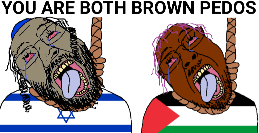 bernd, hanging troonjak, troonjak, 2soyjaks, ack, beard, black eyes, black hair, brapestine lost geg, brown skin