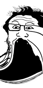 markiplier soyjak, longplier, poopypenishaha, 1soyjak, distorted, glasses, hair, looking at you, open mouth, soyjak