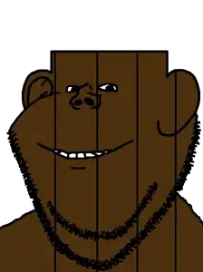 impish soyak ears, bald, black eyes, brown skin, closed mouth, fat, looking at you, open eyes, stubble, transparent background