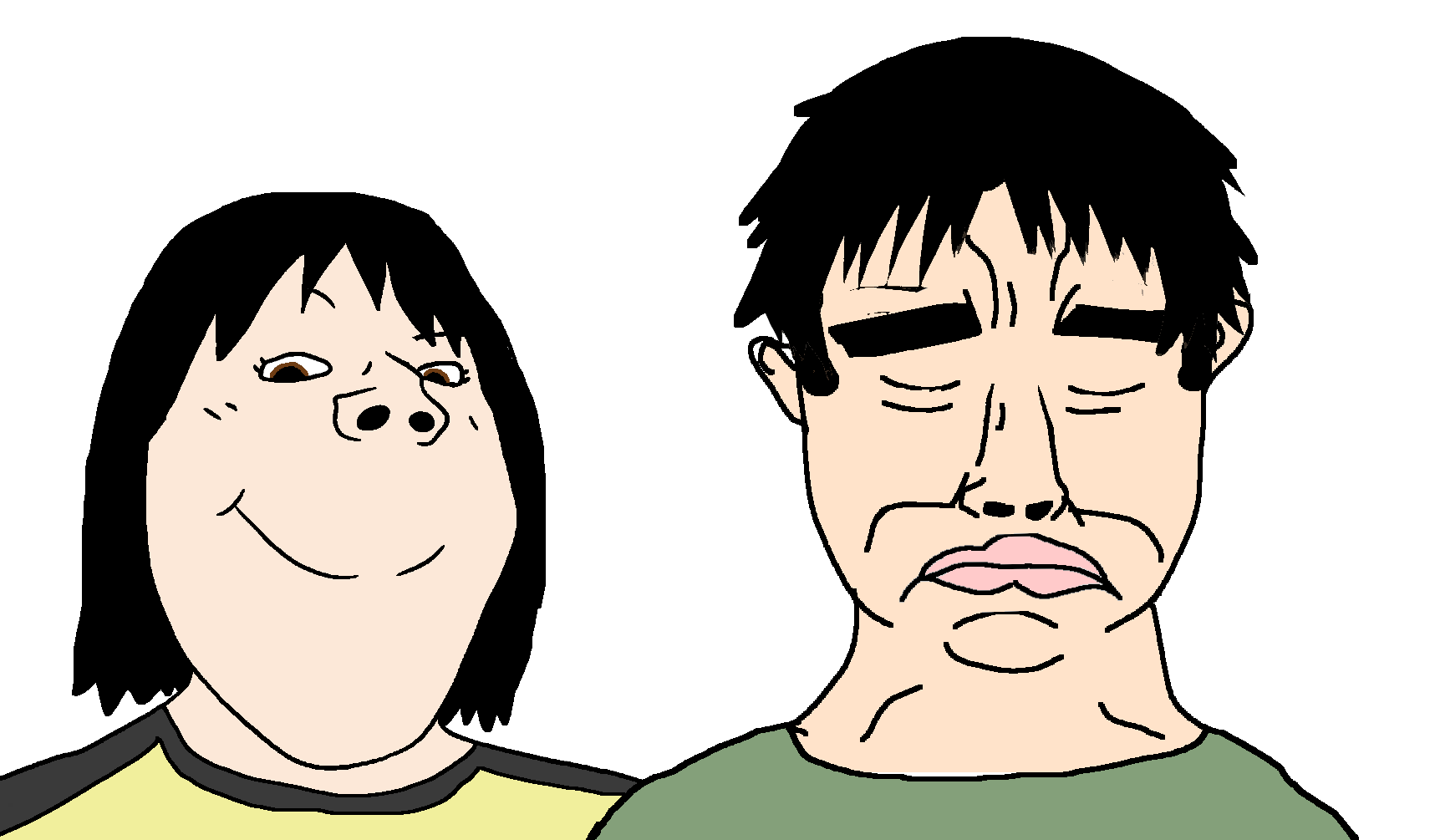nakahara misaki, chudjak, gapejak, female gapejak, wholesome soyjak, femjak, 2soyjaks, anime, black hair, brown eyes