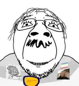 229524 - soybooru.com - award award giggly_goon_clown goonette_(user) gray_lips gray_shirt grey_hair map_(pedophile) pedophile transgender_pride_flag uncolored_skin (1).png