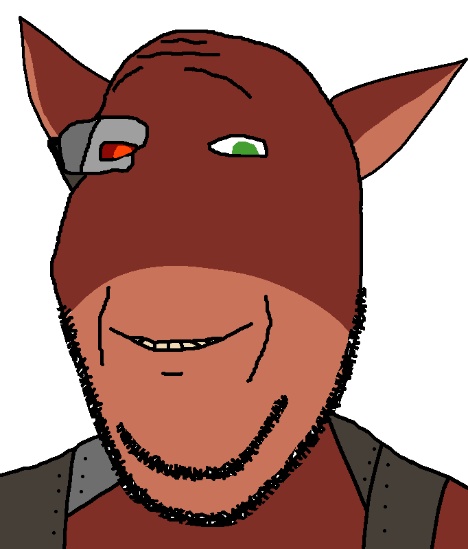 chauvin, the grox, gapejak, wholesome soyjak, animal ears, astronaut, bionic eye, brown skin, cyborg, ear