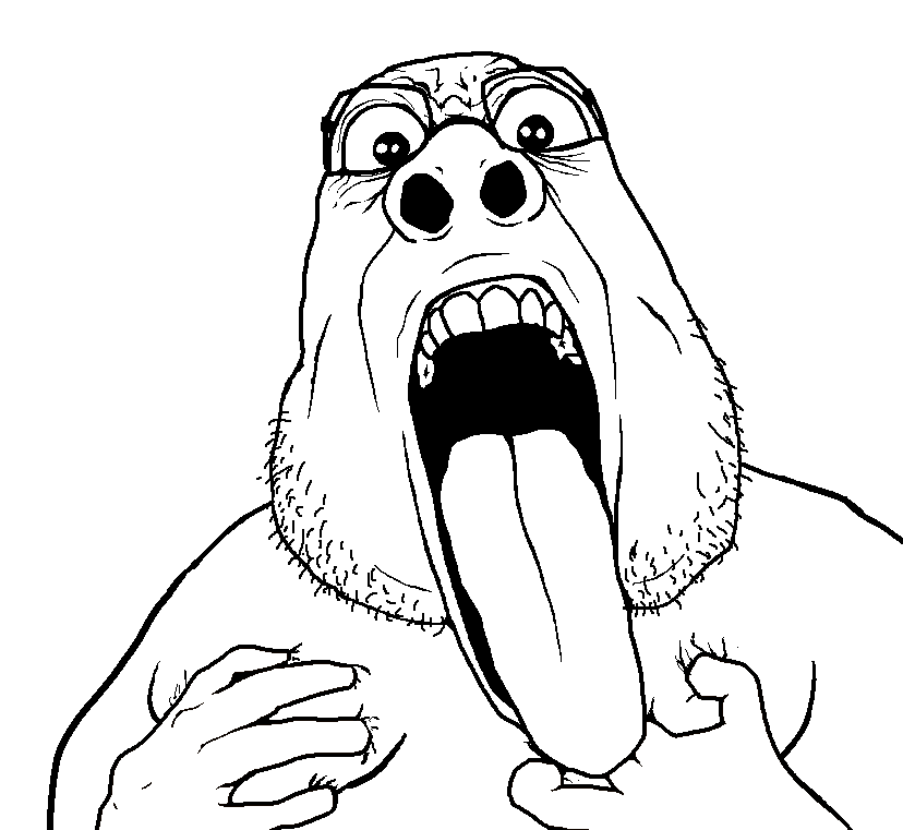 spedjak, fat spedjak, 1soyjak, angry, bald, fat, front view, glasses, looking at you, no beard