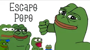 pepe, bald, black eyes, closed mouth, fat, front view, green skin, hands, looking at you, no beard