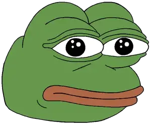 pepe, bald, black eyes, closed mouth, fat, front view, frown, green skin, head, looking at you