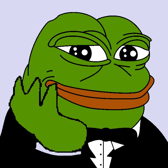 pepe, bald, black eyes, blue background, closed mouth, clothes, fat, front view, green skin, hand on face
