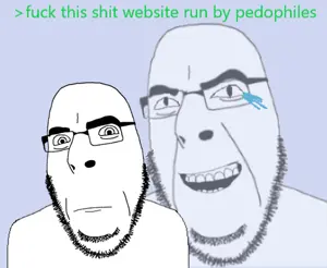 20390 - soybooru.com - 2soyjaks closed_mouth cobson glasses laughing looking_at_you neutral neutralcob open_mouth soyjak stubble tears.png